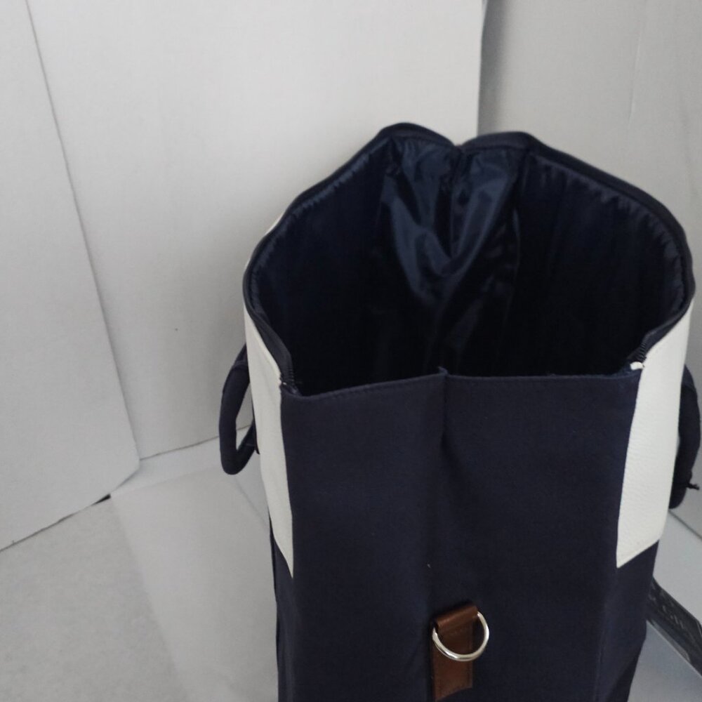Polo Ralph Lauren Navy Canvas & Leather Trim Large Tote Travel Carryall bag - Picture 8 of 17